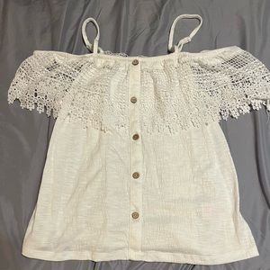 white, off the shoulder top